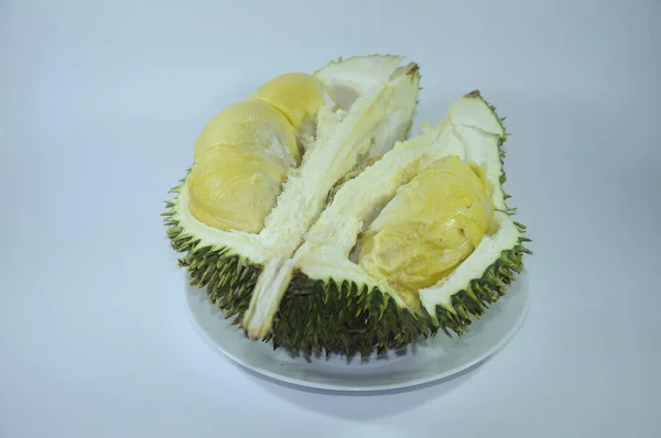 Malacca Malaysia July 2016 Tumpukan Buah Durian Atas Meja Dan — Stok Foto
