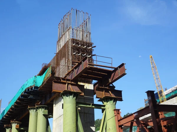 Penang Malaysia Juli 2021 Megainfrastrukturen Uppbyggnad Byggarbetare Utför Arbete Med — Stockfoto