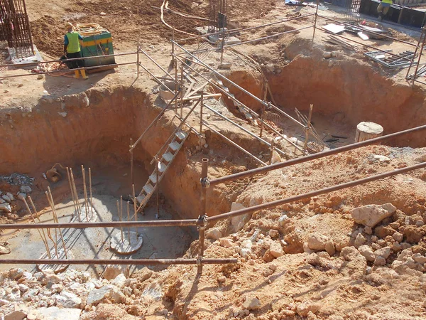 Penang Malaysia September 2021 Process Cutting Piles Completion Building Foundation — Stock Photo, Image