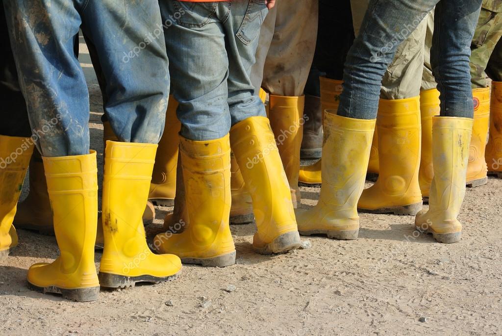 yellow construction boots