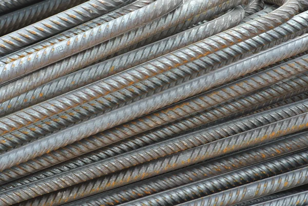 Hot rolled deformed steel bars a.k.a. steel reinforcement bar — Stock Photo, Image