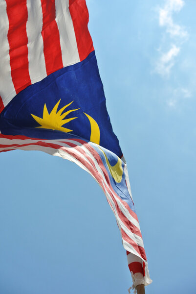 Malaysian flag in windy air