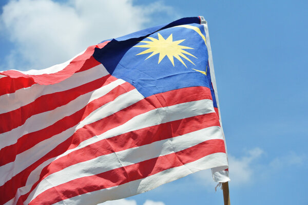 Malaysian flag in windy air