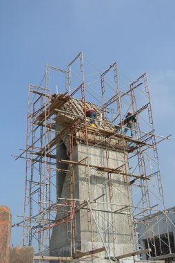 Binanın dış duvarı inşa iskele