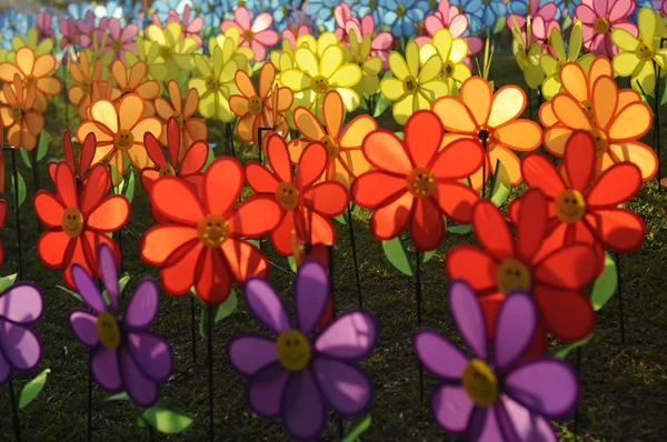 Un gruppo di giocattoli fiore mulino a vento — Foto Stock