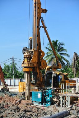 Bore Pile Rig at construction site clipart