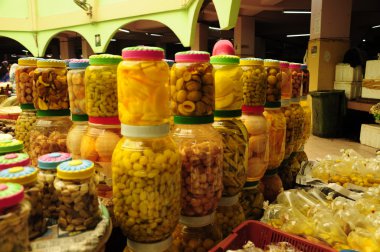 Sebze ve ıslak Pazar. Hatice pazarda Kota Bharu, Kelantan, Malezya, Asya Siti