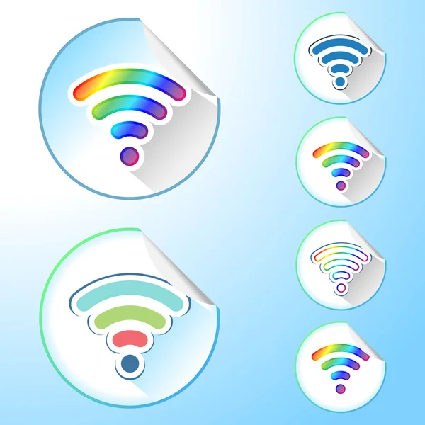 Wi-Fi ağ kümesi yuvarlak Etiketler simgeler — Stok Vektör