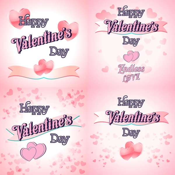 Sada přání šťastný Valentines Day — Stockový vektor