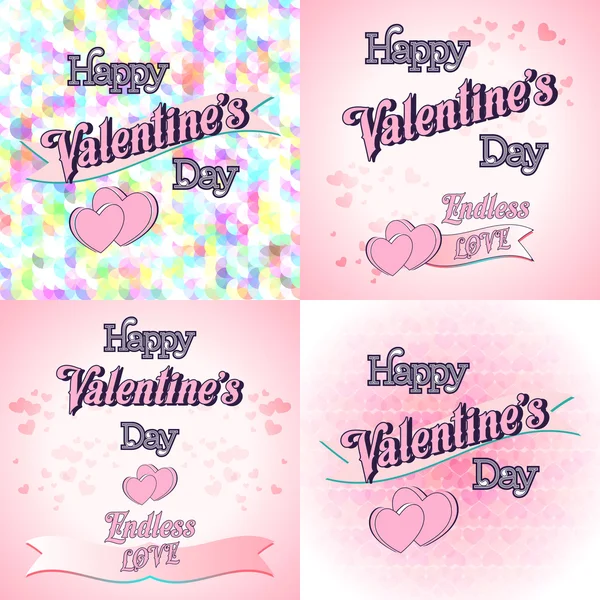 Conjunto de tarjetas de felicitación feliz día de San Valentín — Vector de stock