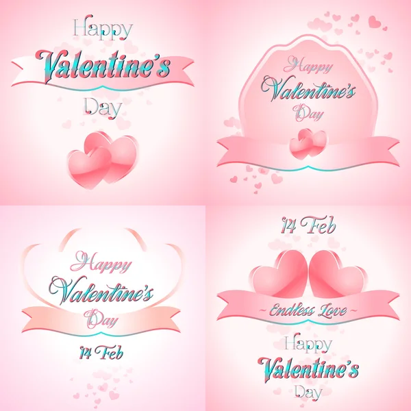 Conjunto de tarjetas de felicitación feliz día de San Valentín — Vector de stock