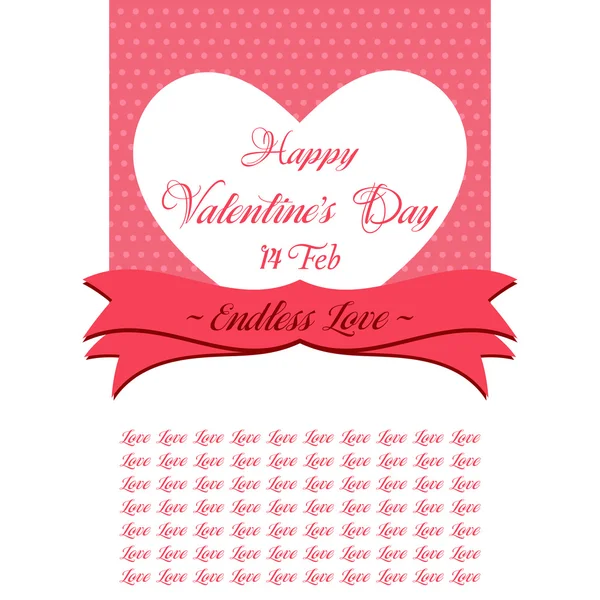 Happy Valentines Day Lettering Greeting Card — Stock Vector