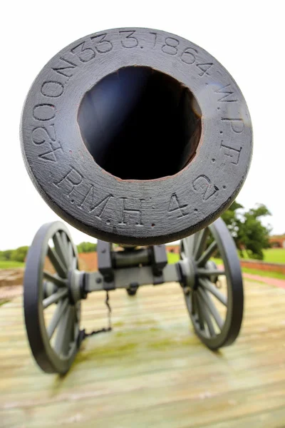 Old war cannon closeup in Fort Pulaski, Georgia.