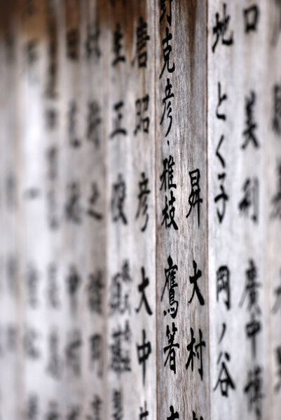 Buddhist Prayers Wooden Board in Nikko, Japan.