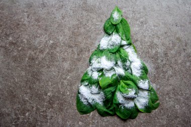 Christmas tree from spinach leaves clipart