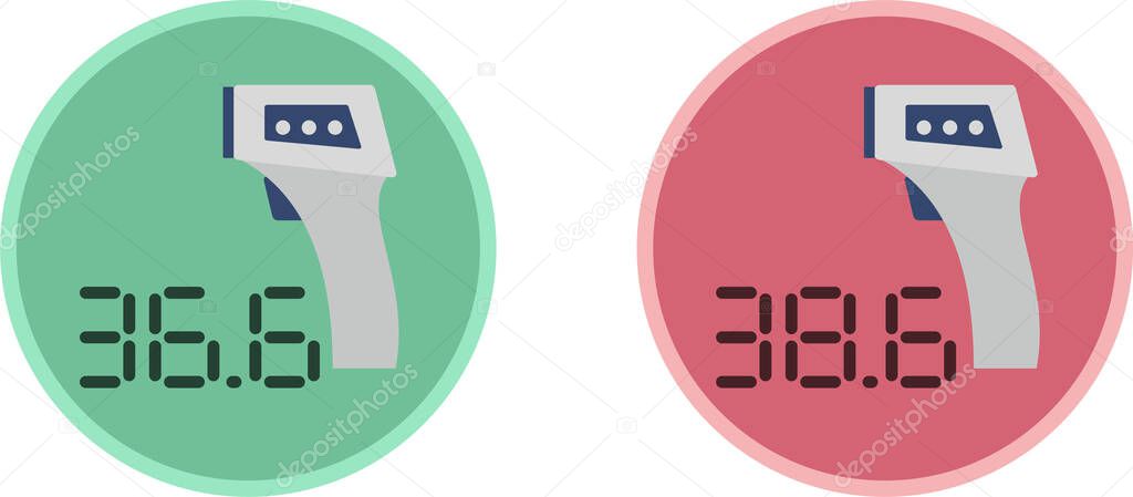 Infrared non-contact thermometer gun for measuring body temperature for the purpose of combating and preventing coronovirus. Flat infographics. Vector illustration