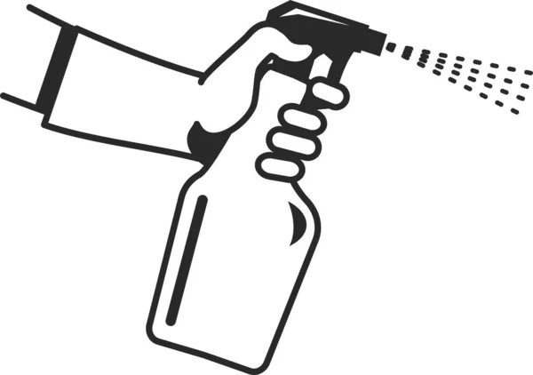 Una Mano Con Guantes Sostiene Una Botella Detergente Limpieza Profesional — Archivo Imágenes Vectoriales