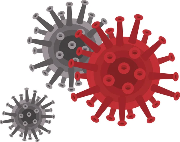 Ikon Coronavirus Dengan Warna Merah Dan Abu Abu Diisolasi Pada - Stok Vektor
