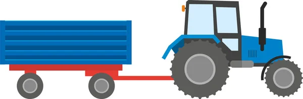 stock vector Construction machinery: blue Belarus Tractor with trailer for cargo, isolated on a white background. Tractor work at a construction site, quarry, agriculture. Flat infographics. Vector illustration