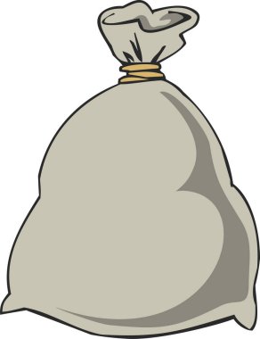 Tamamen eski bir bez çanta, beyaz arka planda izole edilmiş. İple bağlanmış kapalı bir bez torba. Düz bilgi grafikleri. Vektör illüstrasyonu.