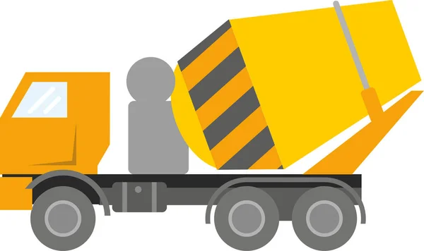 노란색 콘크리트 트럭은 배경에 분리되어 있습니다 그래픽 일러스트 — 스톡 벡터