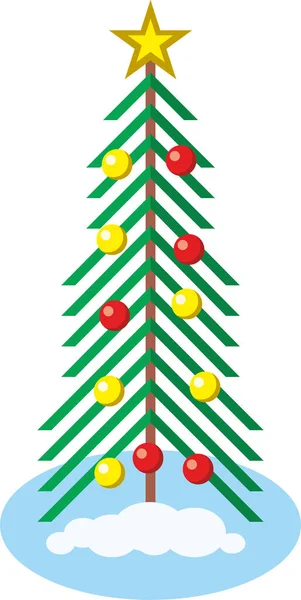 Árbol Navidad Verde Con Ramas Decorado Con Bolas Año Nuevo — Vector de stock