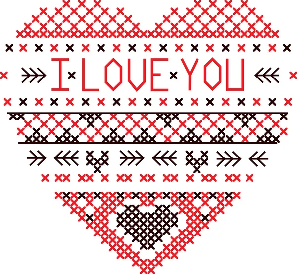 Coeur i love you fair isle pattern vector — Image vectorielle