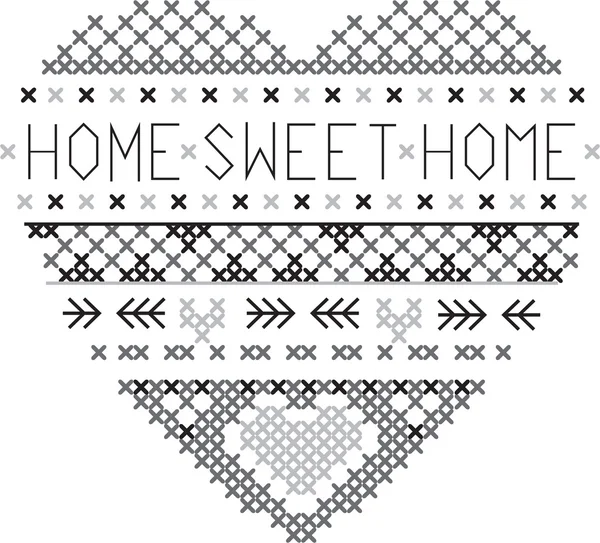 Heart home sweet home fair isle pattern vector — Stock Vector