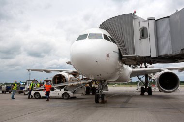 Boryspil, Ukrayna - 14 Temmuz 2020: Airplane Airbus A319 (F-GRHR) Boryspil Uluslararası Havaalanı