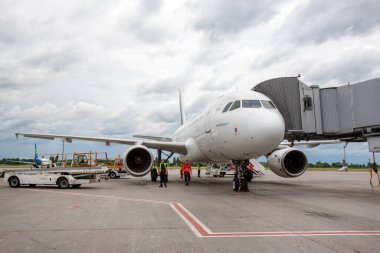 Boryspil, Ukrayna - 14 Temmuz 2020: Airplane Airbus A319 of AirFrance Boryspil Uluslararası Havaalanında taksicilik