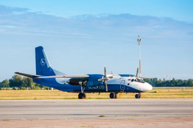 Boryspil, Ukraine - 13 August 2020: Airplane AN-26 in Boryspil International Airport
