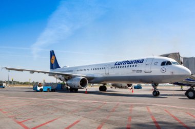 Boryspil, Ukraine - September 10, 2019: Airplane Airbus A320 of Lufthansa in Boryspil International Airport