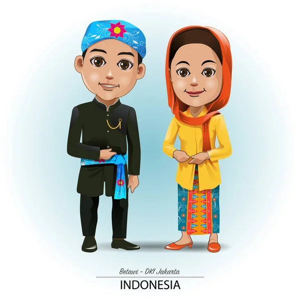 Vektorové Ilustrace Betawi Nebo Jakarta Tradiční Látky — Stockový vektor