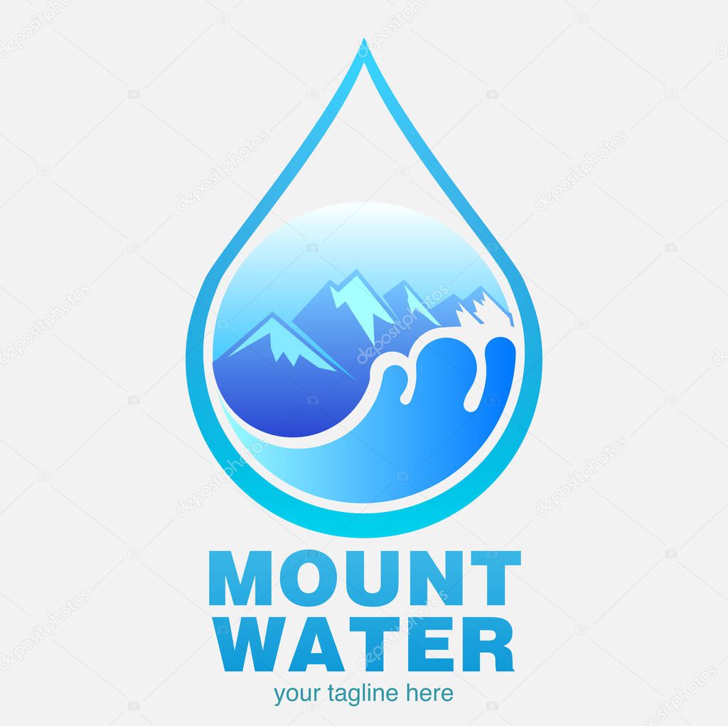 Vector illustration, modification of water and mountain as a symbol of mineral water products.
