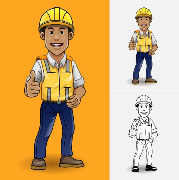 Vektorillustration Des Bauarbeiters Ingenieurs Oder Bauingenieurs — Stockvektor