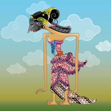 Wayang Drupadi gölge karakterinin vektör illüstrasyonu, modifikasyonu.