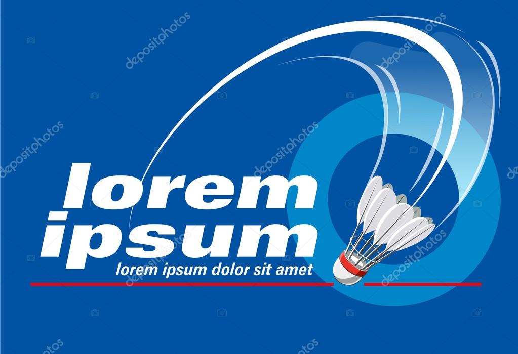 Logo sports events badminton, taking elements shuttlecock white with red list drift and fall between the two red lines.