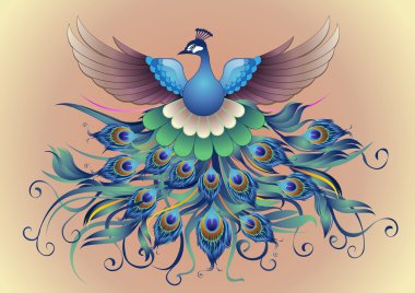 Flying Peacock clipart