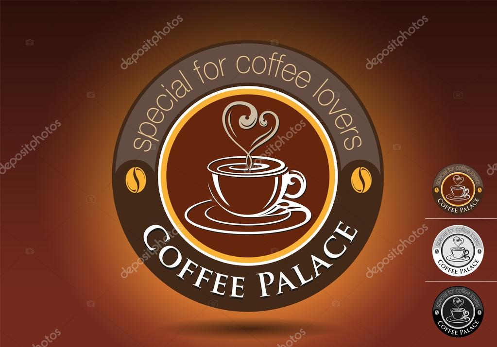Vector shape of a cup of hot coffee, coffee beans as well as a symbol or logo effort cafes and restaurants
