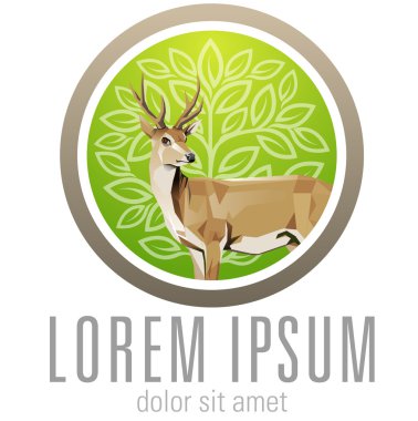 Deer with green Background for conservation logo clipart