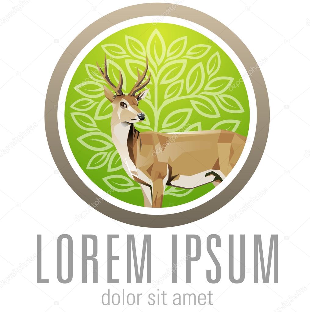 Vector Illustration modification deer shape, with a square style and modification of trees or natural, green color, as background
