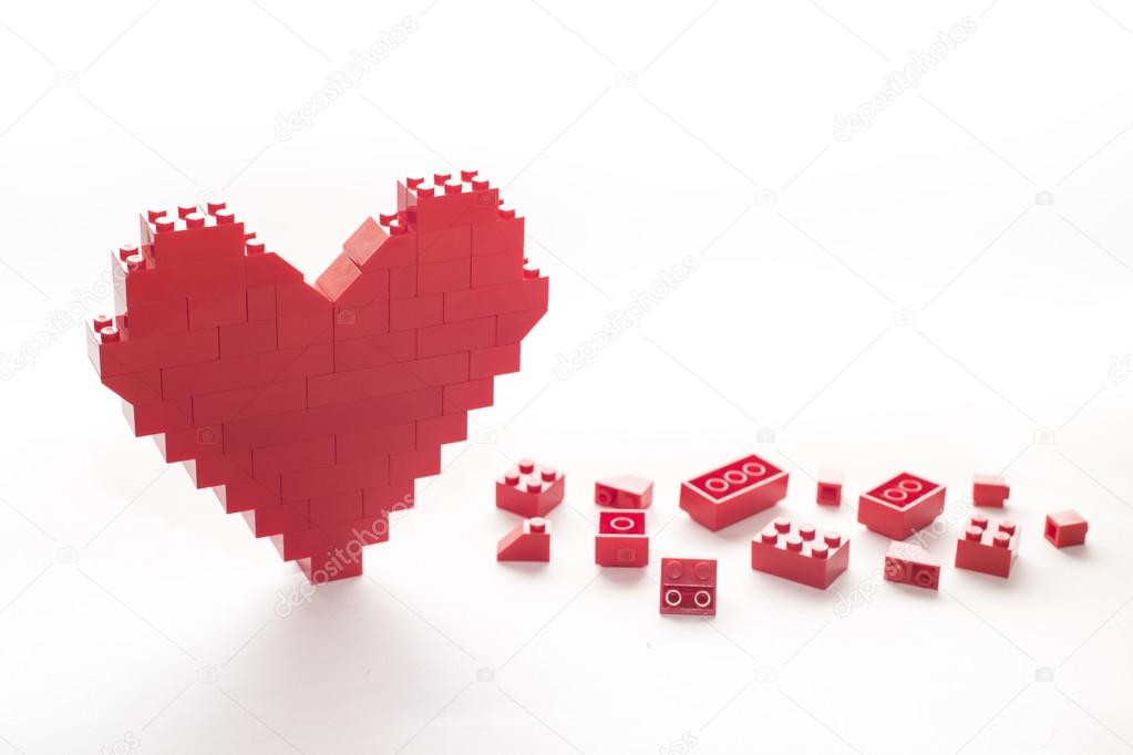 Heart shape made of plastic building blocks