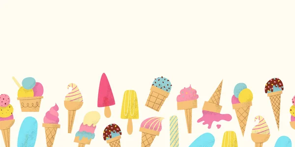 冰淇淋横幅。夏季特价商品或特价商品色彩艳丽的背景. — 图库矢量图片