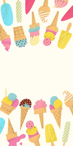 冰淇淋故事模板。夏季特价商品或特价商品色彩艳丽的背景. — 图库矢量图片