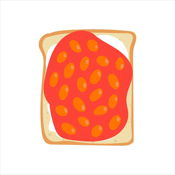 Жареные бобы на тосте. Традиционный английский завтрак - томатный соус с бобами. — стоковый вектор