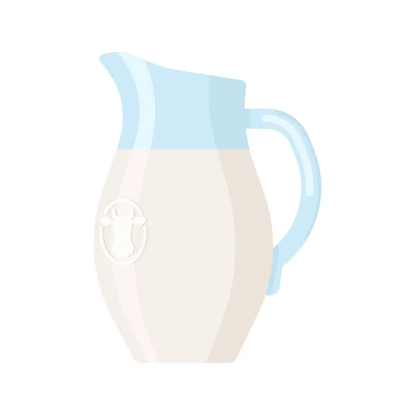 Εικόνα επίπεδου στυλ από κανάτα γάλακτος απομονωμένη σε λευκό φόντο. Πολύχρωμο Vector γάλα γυάλινο βάζο εικονίδιο. Επίπεδο πρότυπο στυλ της στάμνας γάλακτος σε λευκό, μπλε και πράσινο χρώμα — Διανυσματικό Αρχείο