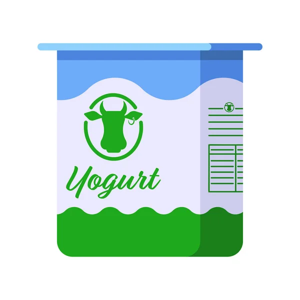 Platt stil plast Cup med Yougurt isolerad ikon på vit bakgrund — Stock vektor