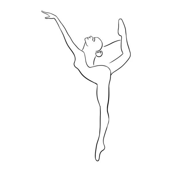 One Line Ballet Dancer Continuous Line Art Ballerina Logo Emblem — Stockový vektor