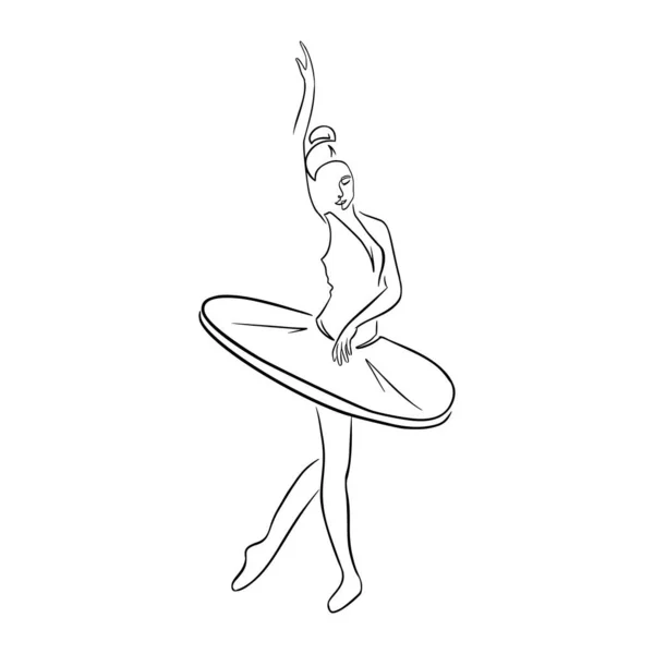 Hand Drawn Ballet Dancer Tutu Pointe Shoes Continuous Line Art — Stock Vector