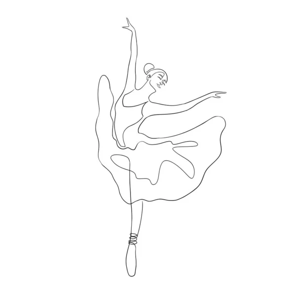 Continuous Line Art Ballerina Isolated Vector Illustration Eine Balletttänzerin Anmutiger — Stockvektor